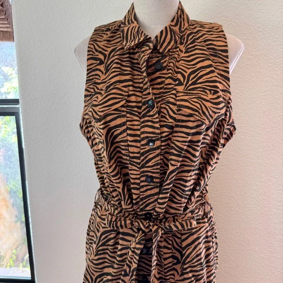Anthropologie Maeve Tiger Print Cotton Shirt Dress size 14 - Picture 10 of 14